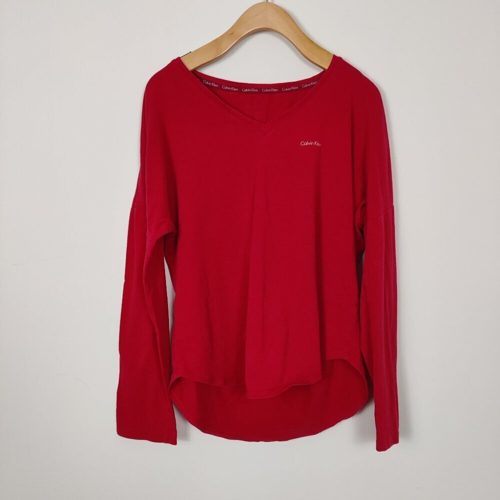 Calvin Klein Women's Loungewear Top in Red Size Small Oversized Casual